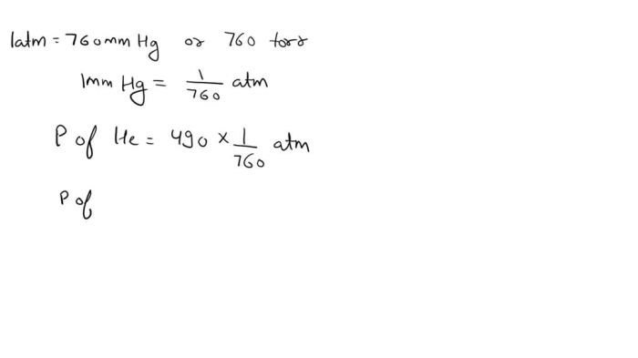 A tank contains helium gas at 490 mmhg