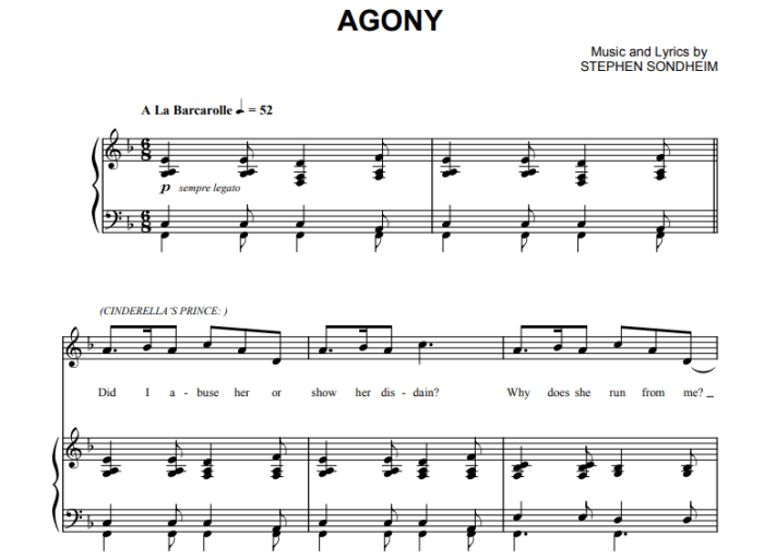 Agony sheet music into the woods