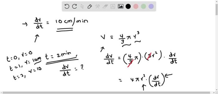 Assume that the radius r of a sphere is expanding