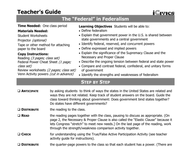 The federal in federalism answer key icivics