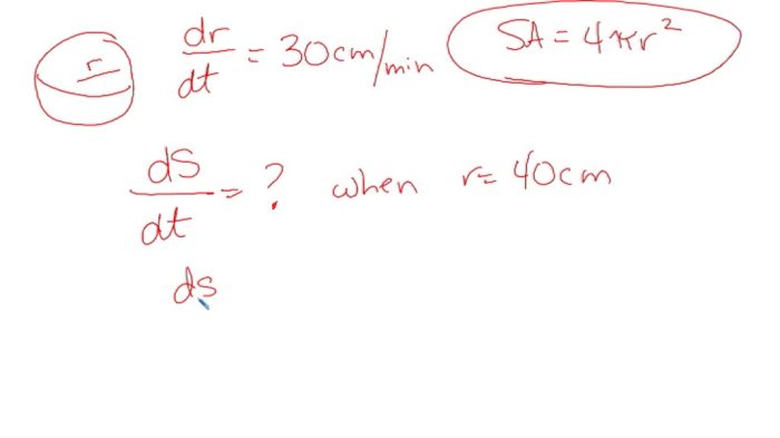 Assume that the radius r of a sphere is expanding