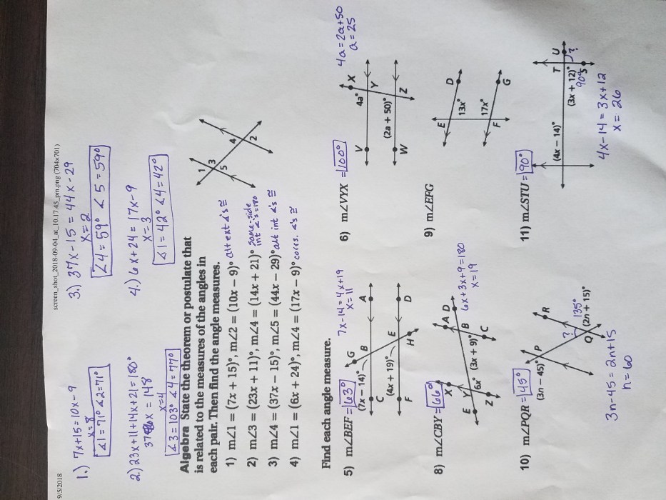 Unit 3 test parallel and perpendicular lines answer key